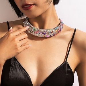 Beautiful Colorful Stone Choker Style Necklace
